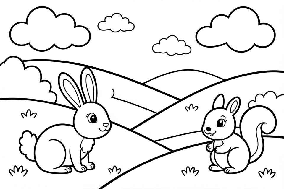 squirrel and rabbit Coloring page squirrel and rabbit