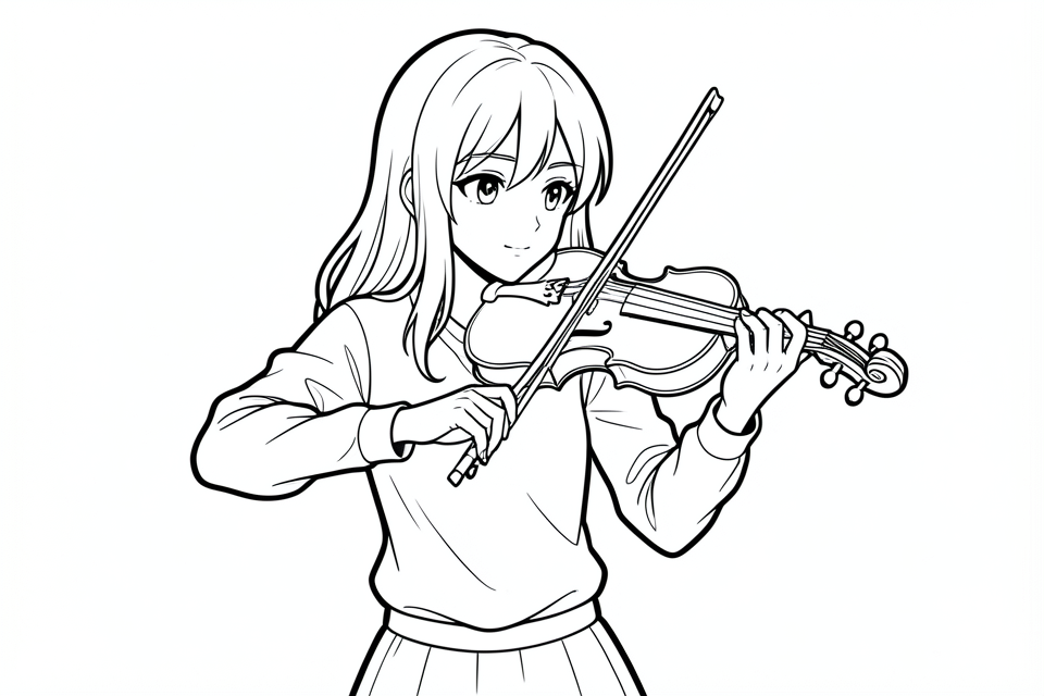girl plays violin Coloring page girl plays violin