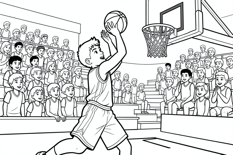 boy plays basketball Coloring page boy plays basketball