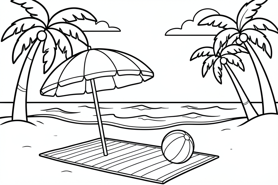 beach scene Coloring page beach scene