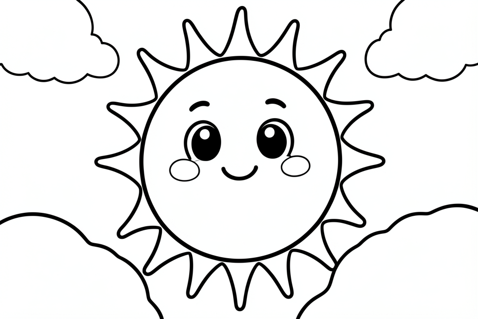 Coloring page cheerful sun
