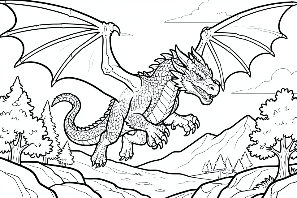 a flying dragon Coloring page a flying dragon