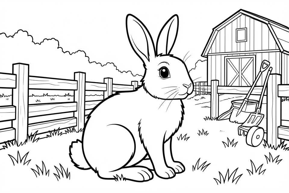 rabbit on the farm Coloring page rabbit on the farm