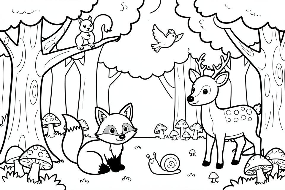 animals in the forest Coloring page animals in the forest