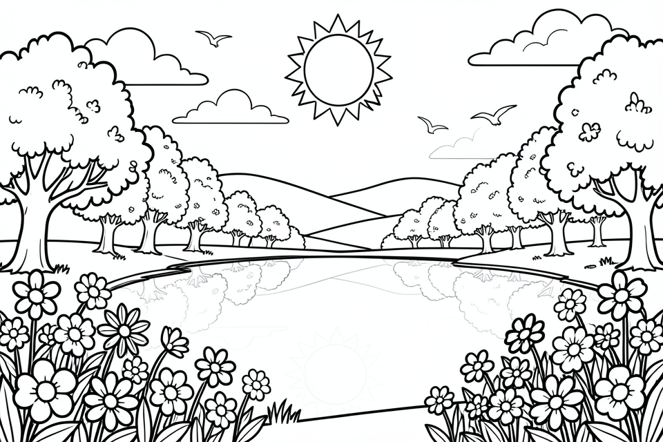 summer scene Coloring page summer scene