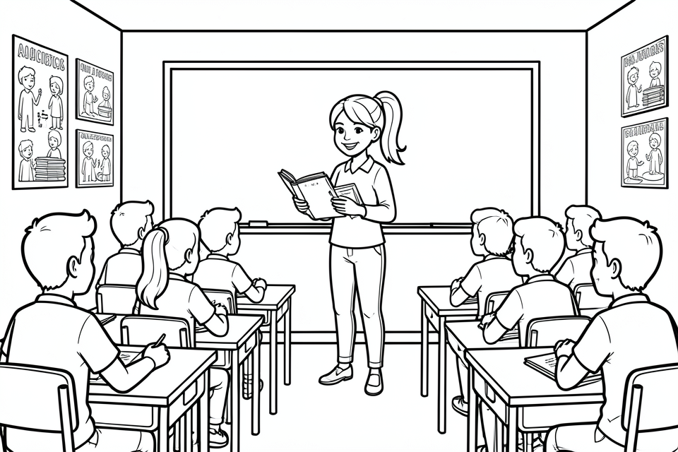 a teacher in the classroom Coloring page a teacher in the classroom