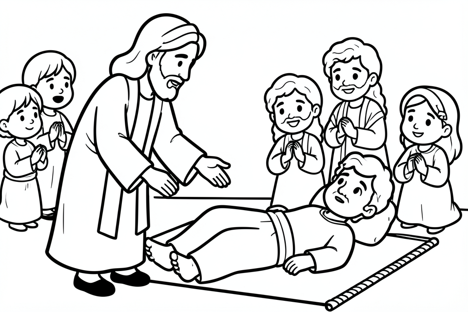 jesus heals a paralyzed person Coloring page jesus heals a paralyzed person