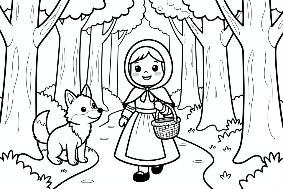 little red riding hood and the wolf Coloring page little red riding hood and the wolf