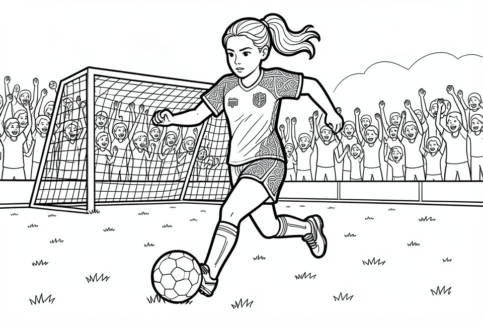 girl plays football Coloring page girl plays football