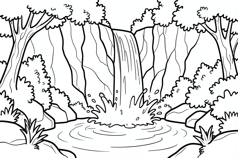 waterfall Coloring page waterfall