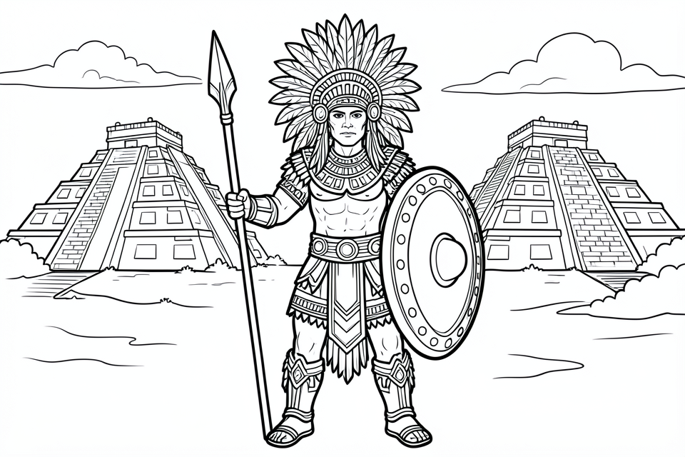 aztec warrior Coloring page aztec warrior
