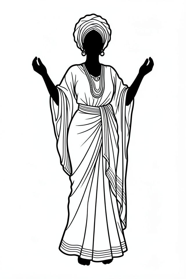 woman in traditional african clothing Coloring page woman in traditional african clothing