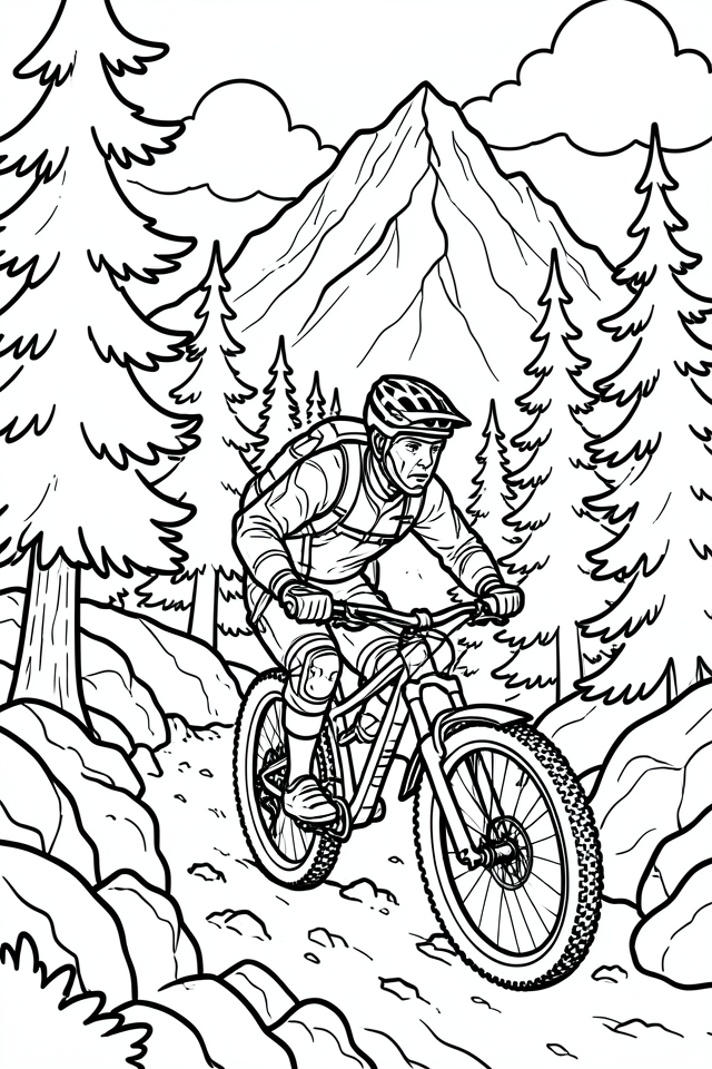 Coloring page mountain biker 