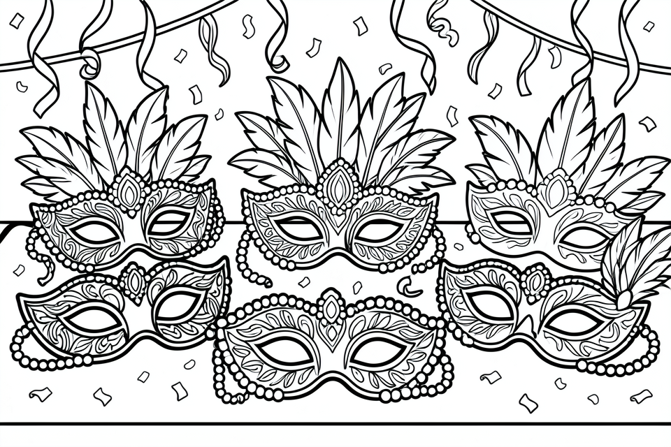 carnival masks Coloring page carnival masks