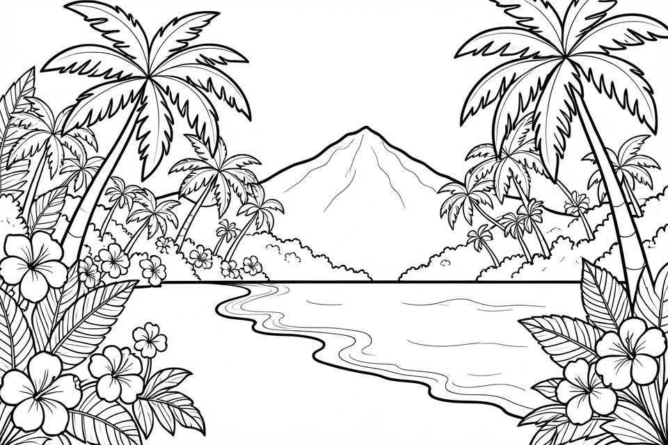 tropical paradise Coloring page tropical paradise