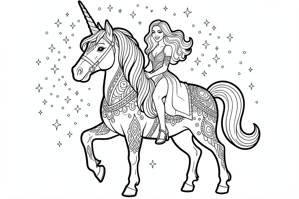 princess on a unicorn Coloring page princess on a unicorn