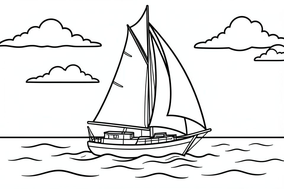 Coloring page sailboat