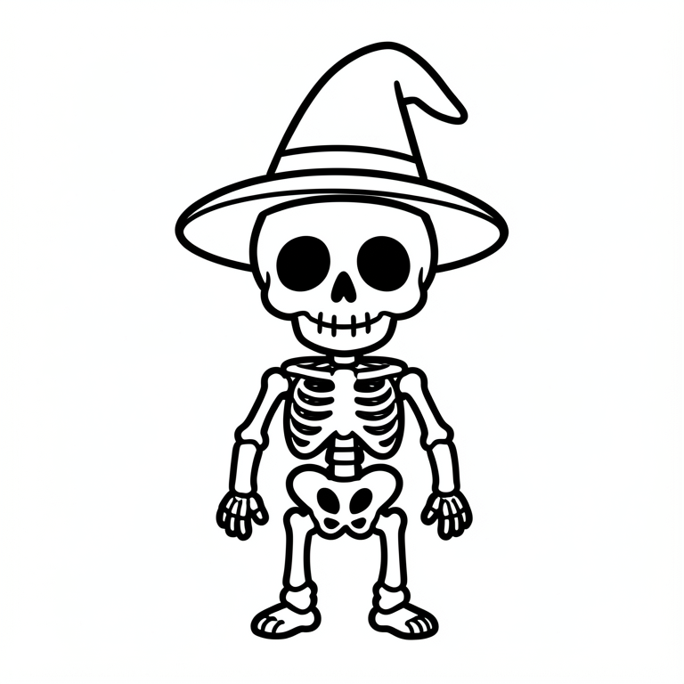 cute halloween skeleton Coloring page cute halloween skeleton