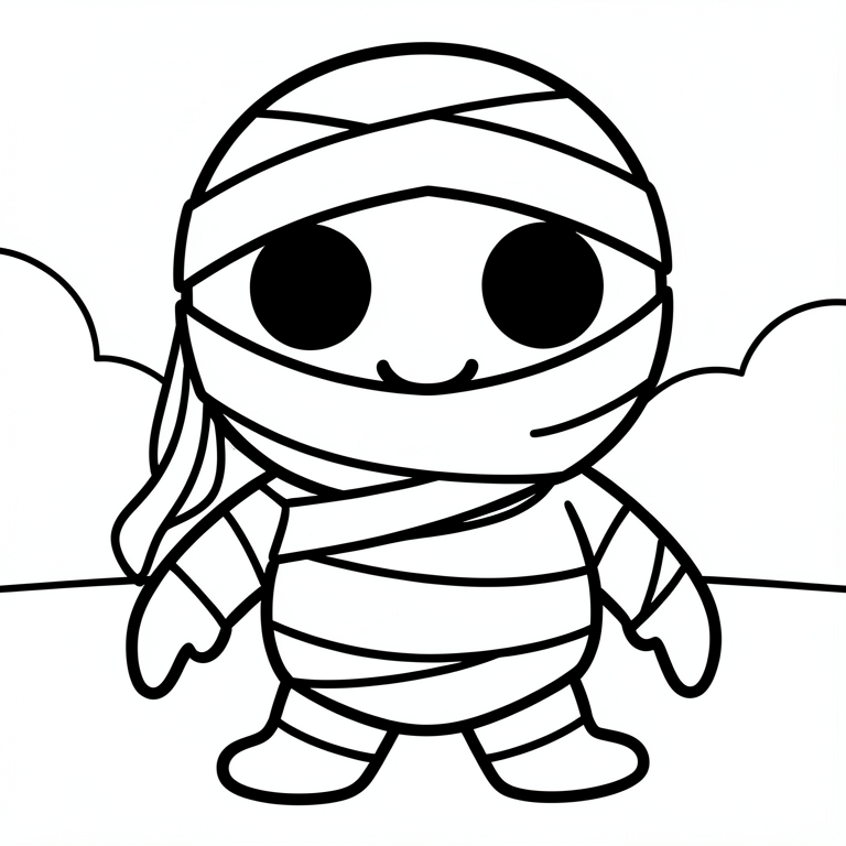 Coloring page cute halloween mummy