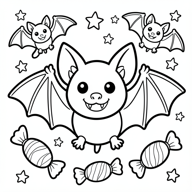 Coloring page cute vampire bats