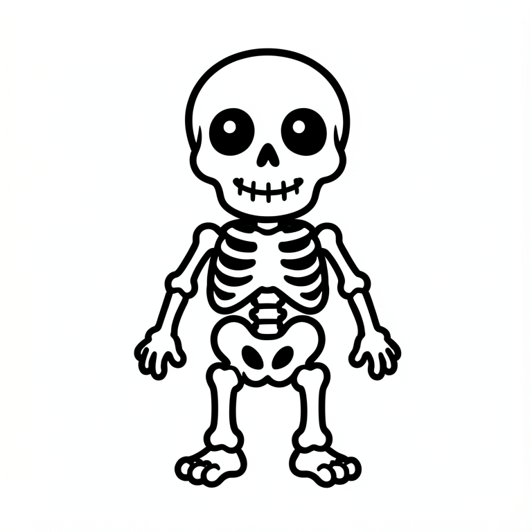 cute halloween skeleton Coloring page cute halloween skeleton