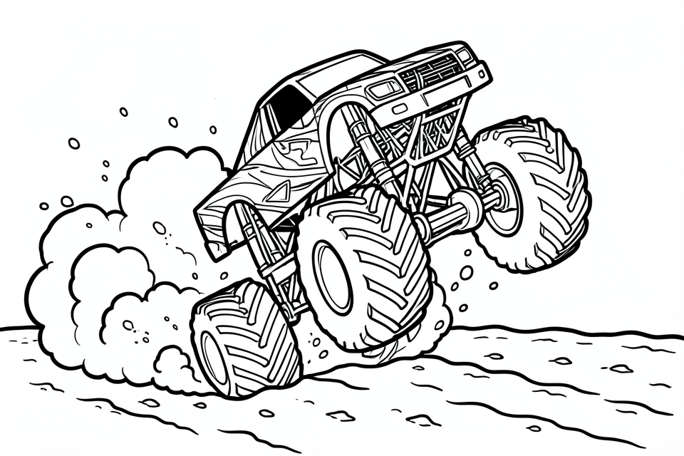 monster truck racing Coloring page monster truck racing