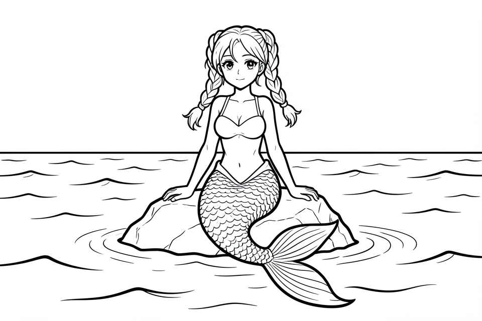 Coloring page a mermaid