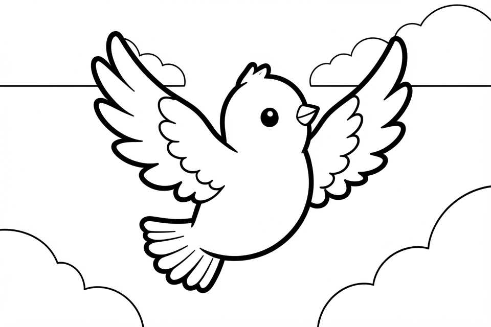 Coloring page a little bird in the air