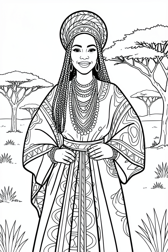 traditional african clothing Coloring page traditional african clothing