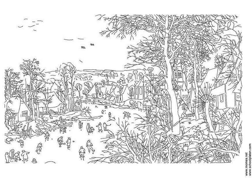 winter - pieter breughel Coloring page winter - pieter breughel