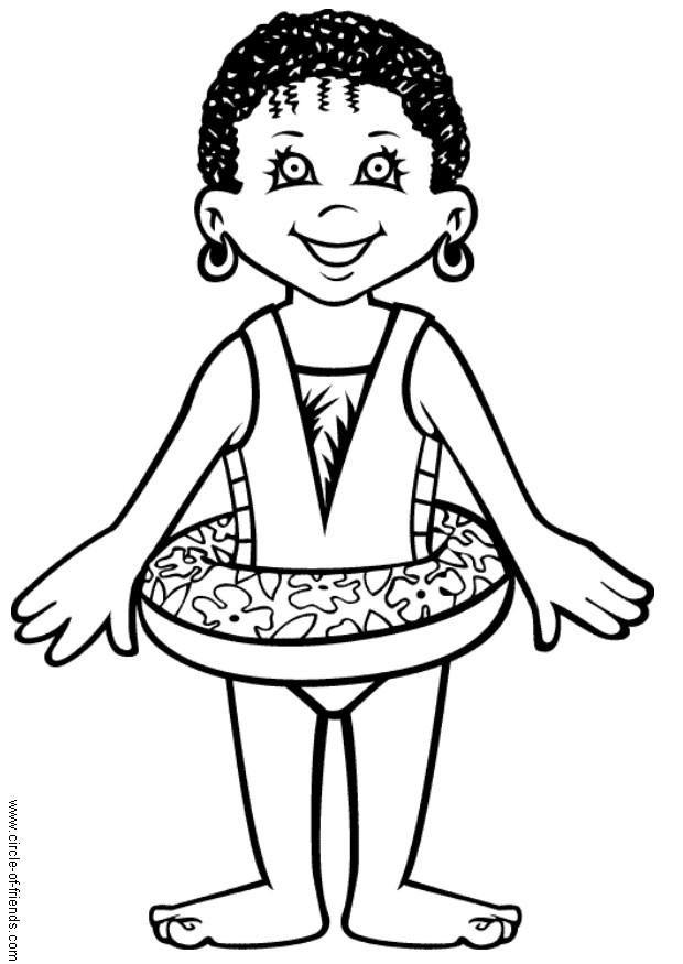 Coloring page abebi goes swimming