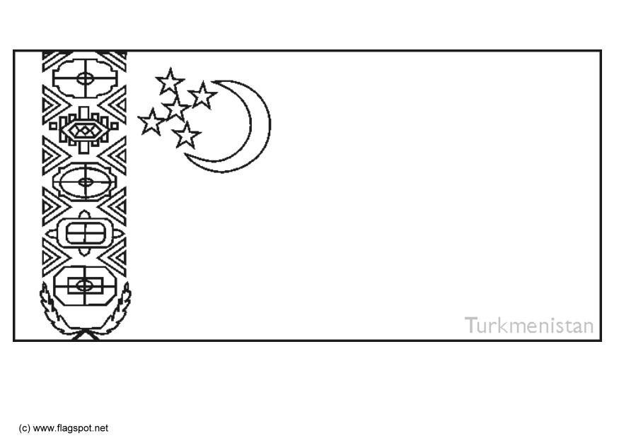 flag turkmenistan Coloring page flag turkmenistan