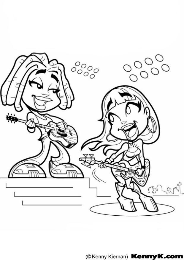 girls on guitars Coloring page girls on guitars