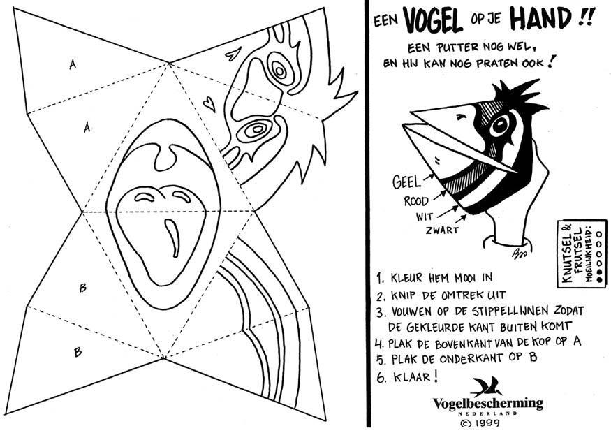 Coloring page handmask bird