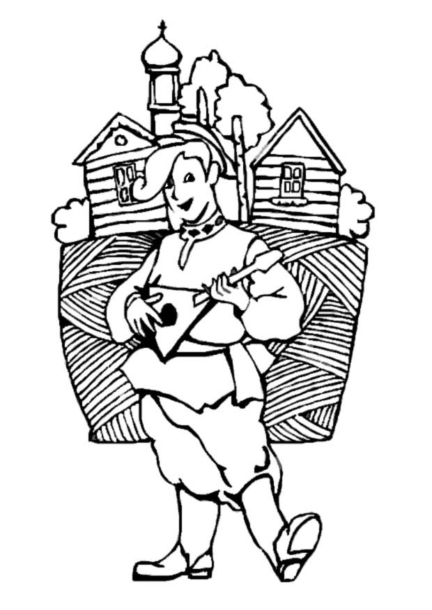 Coloring page russian musician