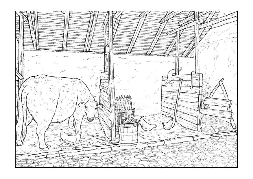 Coloring page barn
