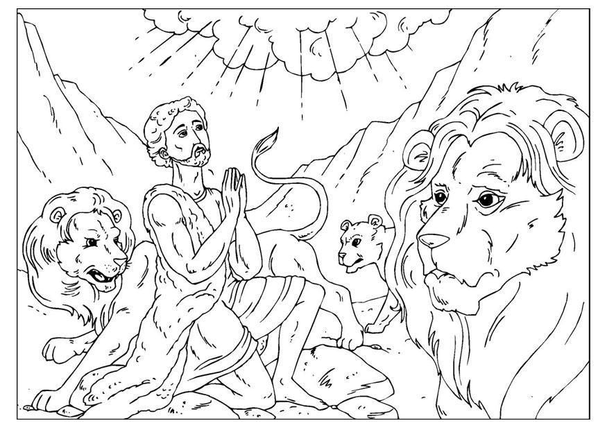 Coloring Page Daniel in the lions' den - Free printables - Img 26001