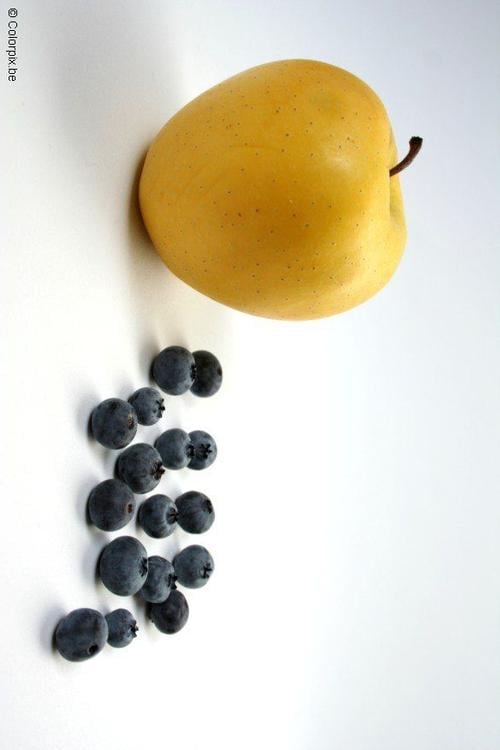 apple and blueberries