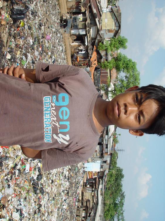 boy in slum area