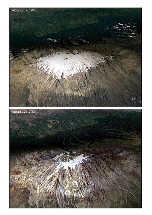 changes in snow accumulations on Mount Kilimanjaro.