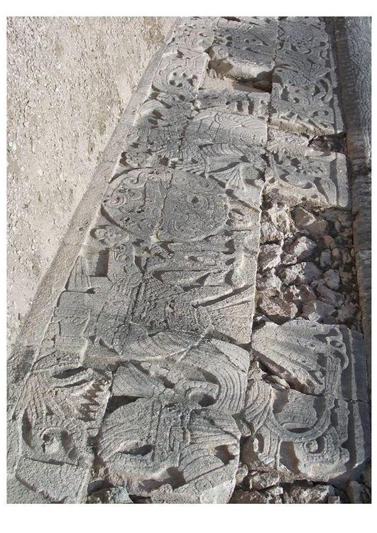 Chichen Itza- carving on stadium wall