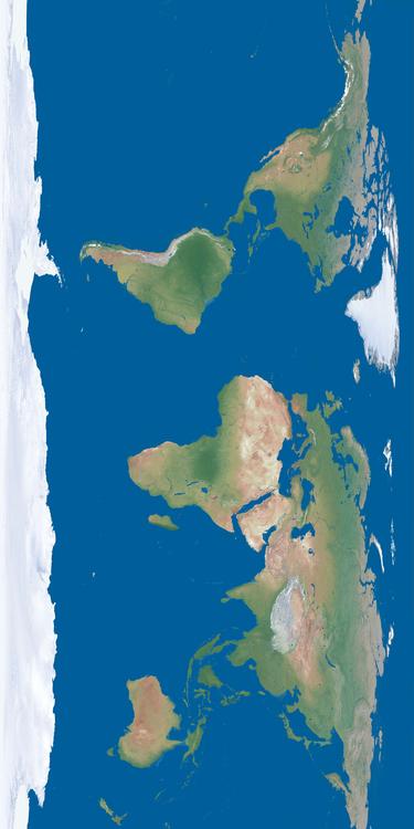 Earth without clouds, polar ice in shadow