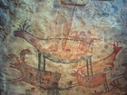 Photo mural in cave