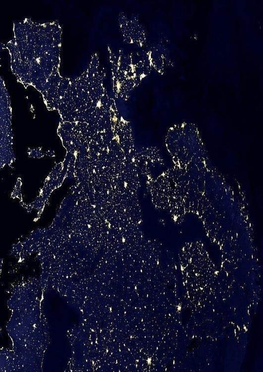 night image urbanized Earth, Europe