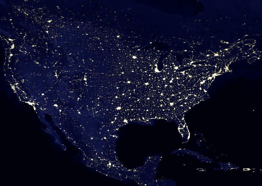 Photo night image urbanized Earth, North America