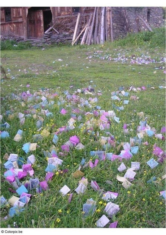 Photo paper prayer leaves