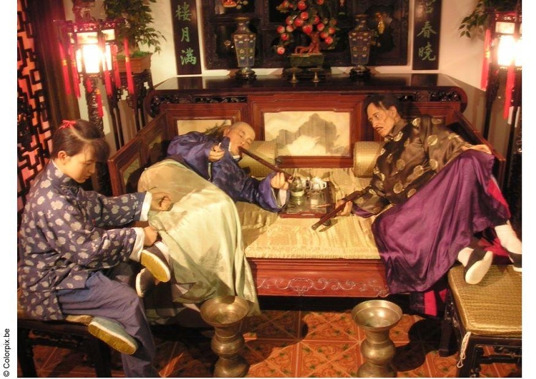 Photo reinactment of opium bar