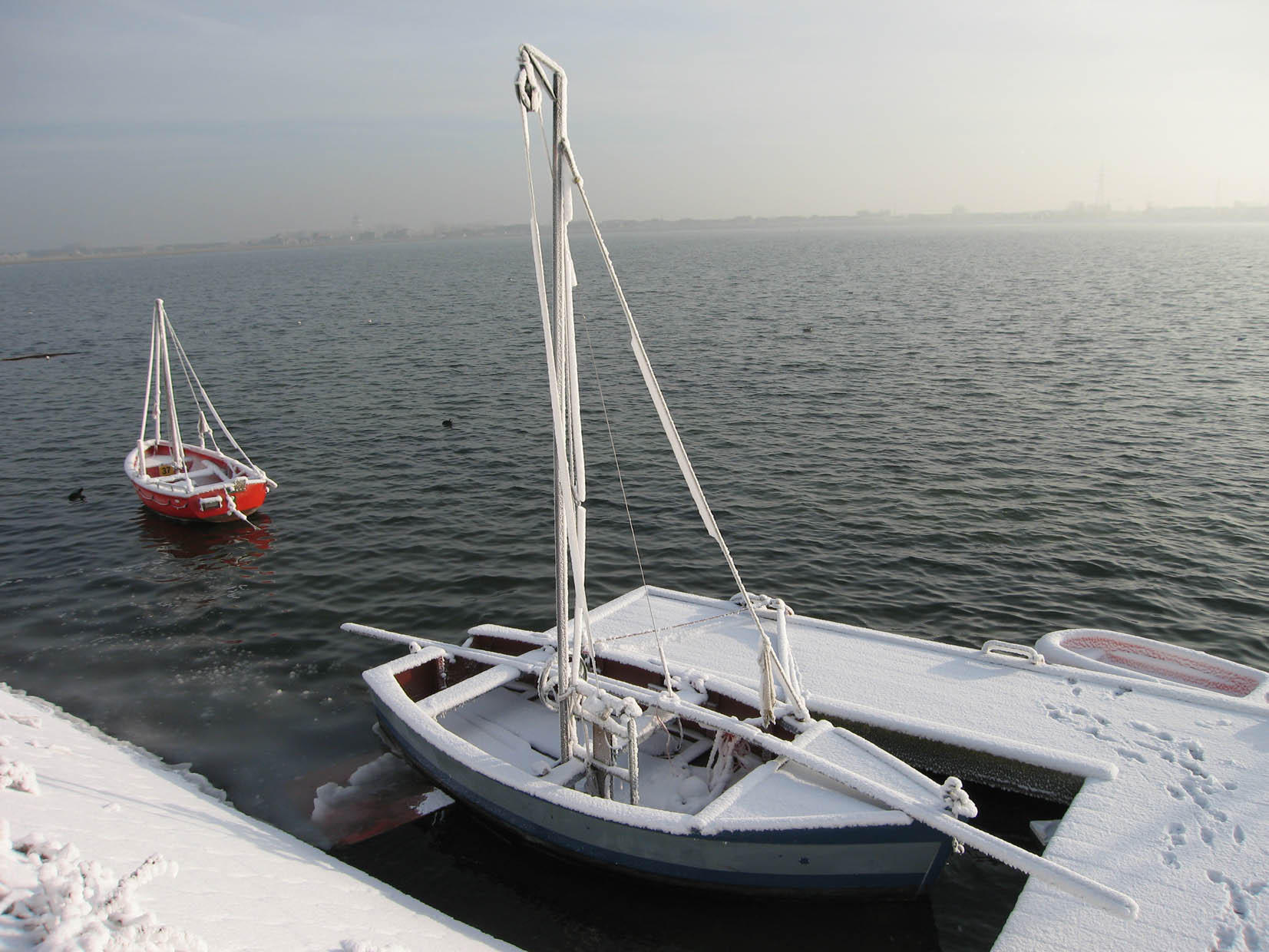 sailboat in winter