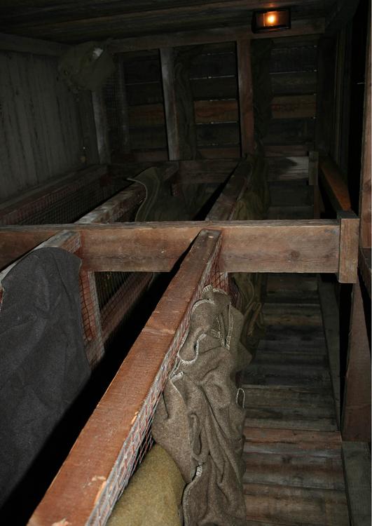 sleep quarters in underground barracks
