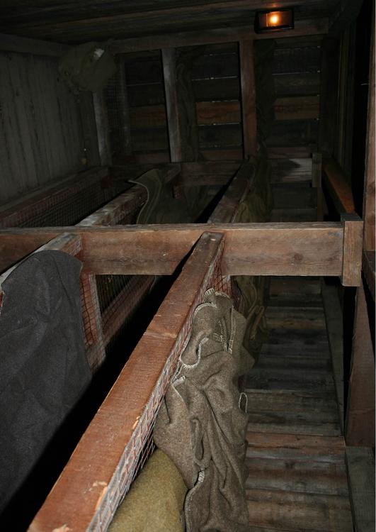 sleep quarters in underground barracks